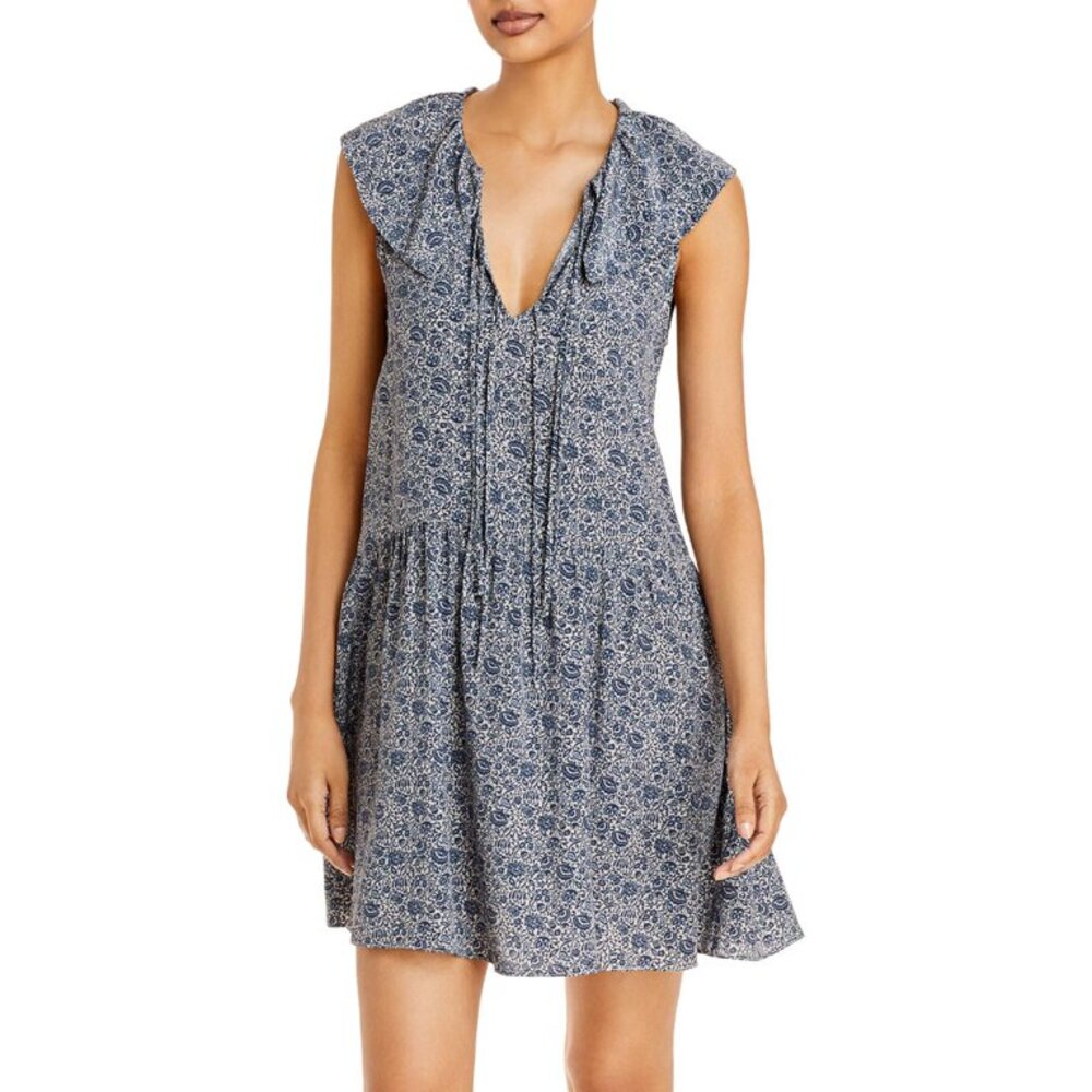 Rebecca Taylor Blue Floral Print Sleeveless Midi Dress - Size XS